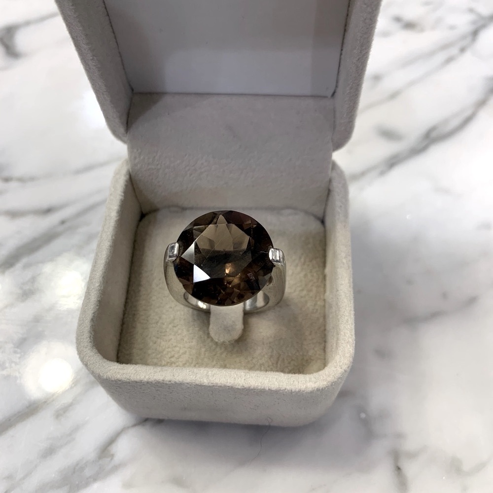 Pianegonda smoky quartz luxury Italian silver statement ring 7
